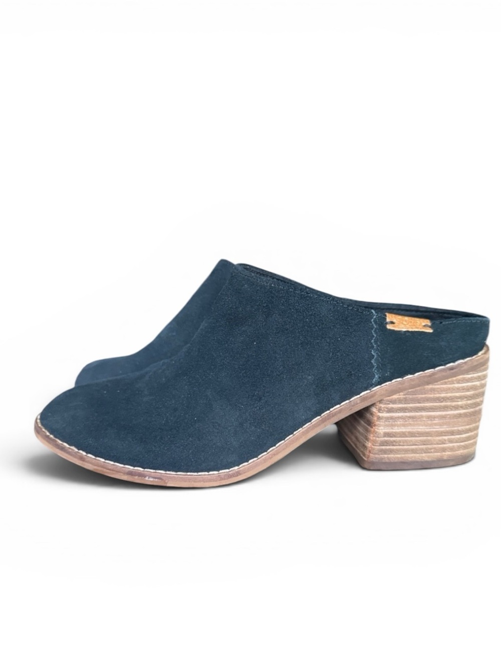 TOMS LEILA ladies 7 1/2 black suede clogs excellent condition